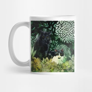 Desert Cat Brothers Negative Painting Green Background Mug